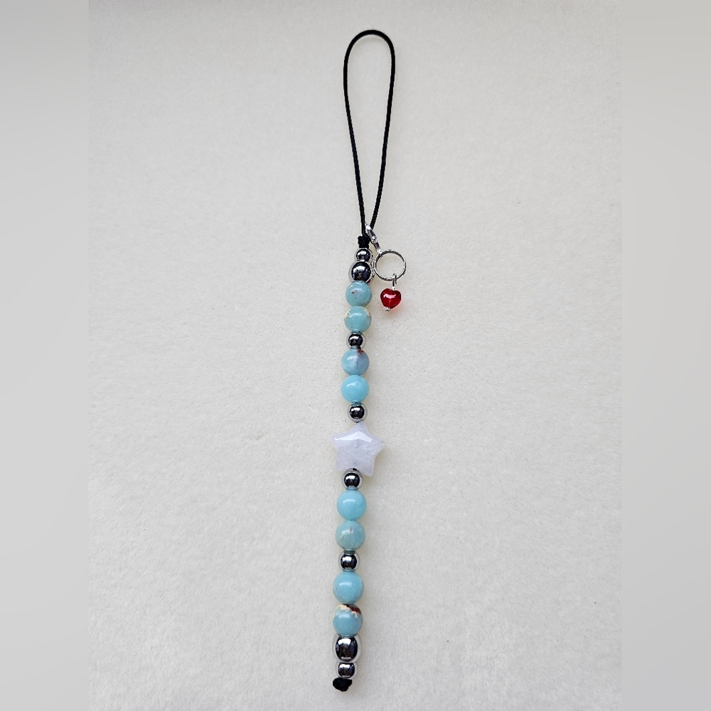 Bohemian Trinkets Stoney Amazonite And Quartz Star Bag Charm Phone Charm Key Fob